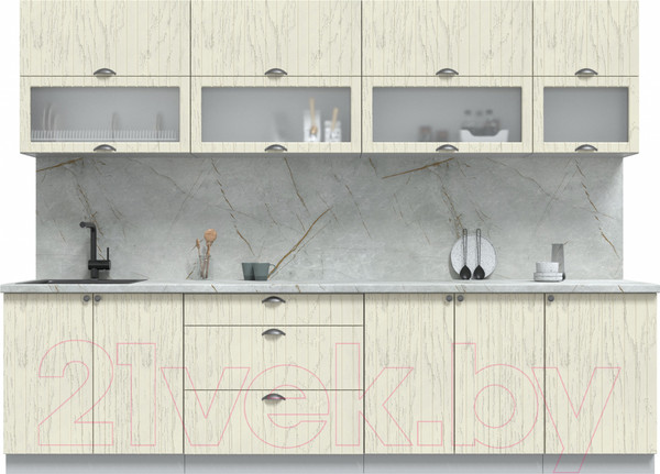 Изображение товара Кухонный гарнитур Интерлиния Берес 2.9Б (дуб снежный/серый каспий)