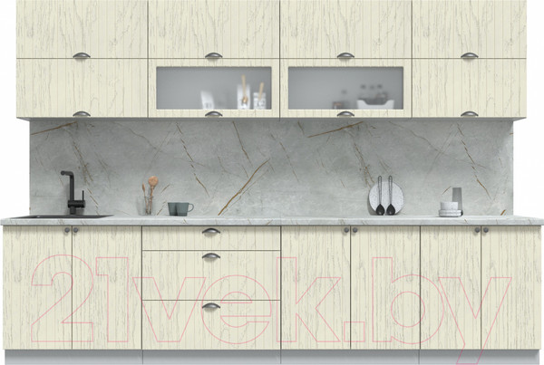 Изображение товара Кухонный гарнитур Интерлиния Берес 3.1Б (дуб снежный/серый каспий)