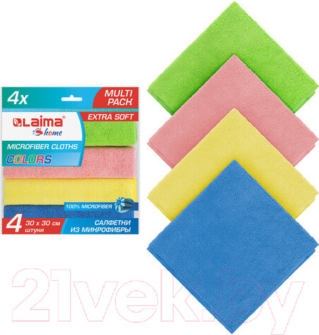 Изображение товара Набор салфеток хозяйственных Laima Multi Pack Pro Colour 30 / 607792 (4шт)