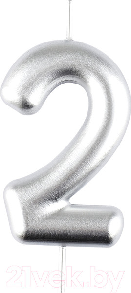Изображение товара Свеча для торта Meshu Цифра 2 / MS_59716 (серебристый)