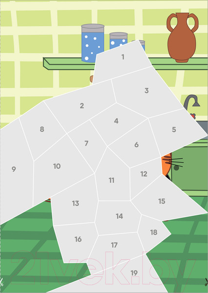 Изображение товара Развивающая книга Мозаика-Синтез Три кота. Рисуем наклейками по номерам. День страшилок / МС12677