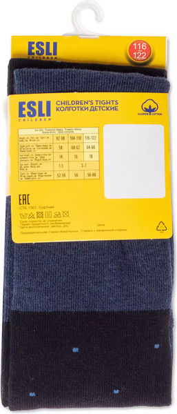 Изображение товара Колготки детские Esli 21С-72СПЕ рис. 593 (р.140-146, черный/темно-синий)