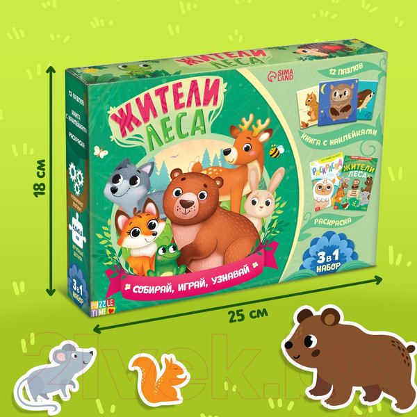 Изображение товара Развивающий игровой набор Puzzle Time Жители леса 3 в 1 / 7810202