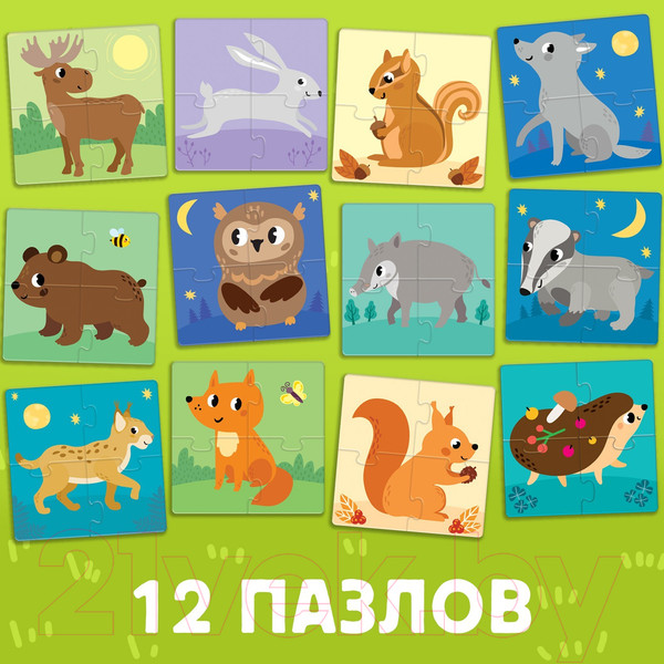 Изображение товара Развивающий игровой набор Puzzle Time Жители леса 3 в 1 / 7810202