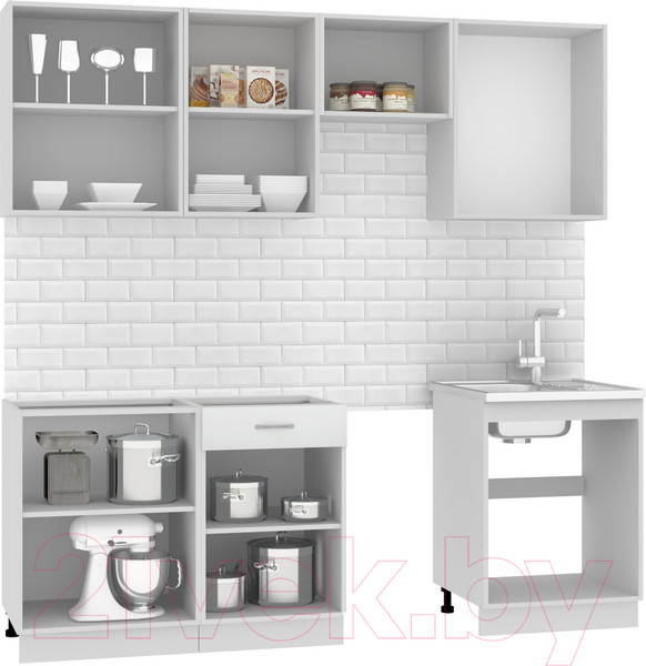 Изображение товара Кухонный гарнитур Mio Tesoro Экстра-лайт 2.2 без столешницы (белый)