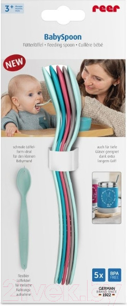 Изображение товара Набор столовых ложек для кормления Reer BabySpoon с длинной ручкой / 23022 (5шт)