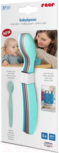 Изображение товара Набор столовых ложек для кормления Reer BabySpoon с длинной ручкой / 23022 (5шт)