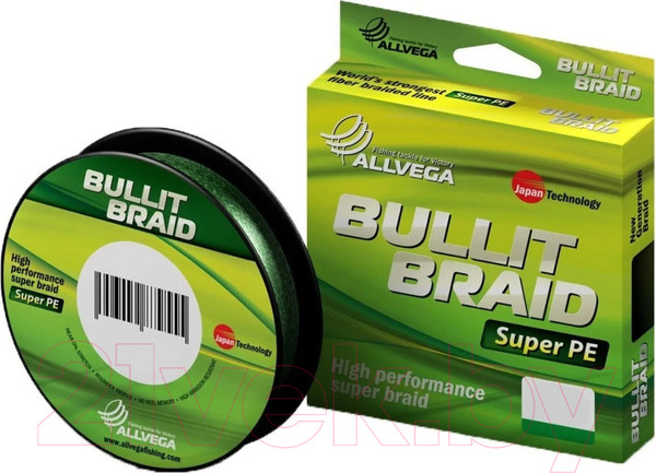 Изображение товара Леска плетеная Allvega Bullit Braid 0.18мм 92м / BB92GR18 (темно-зеленый)