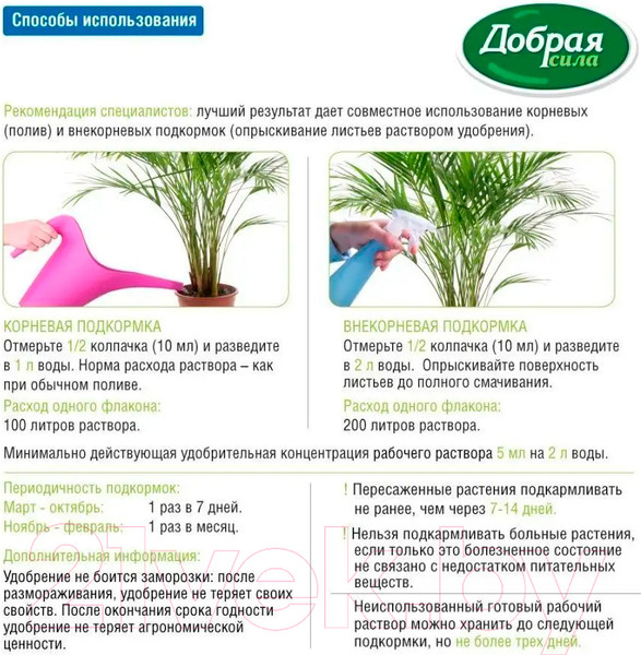 Изображение товара Удобрение Добрая сила Для фикусов и пальм / DS21010161 (250мл)