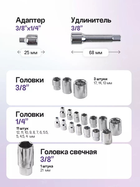 Изображение товара Универсальный набор инструментов Помощник P019K (51118)