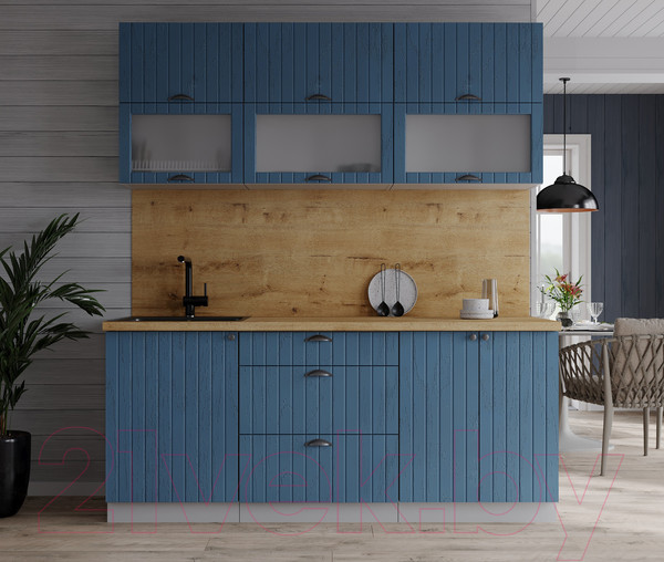 Изображение товара Кухонный гарнитур Интерлиния Берес 1.7Б (дуб лазурный/дуб бунратти)