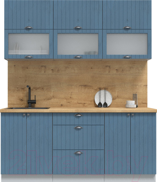 Изображение товара Кухонный гарнитур Интерлиния Берес 1.8Б (дуб лазурный/дуб бунратти)