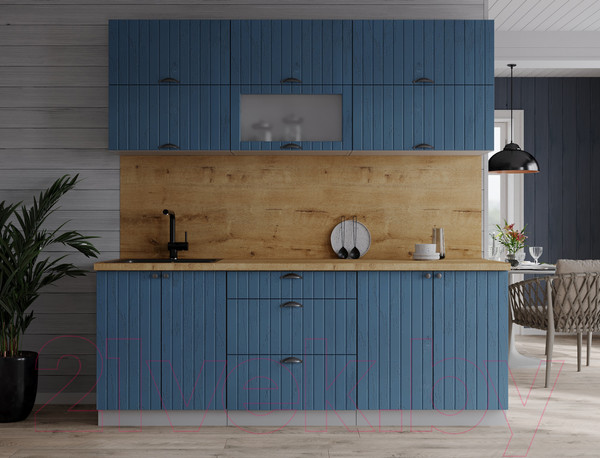 Изображение товара Кухонный гарнитур Интерлиния Берес 1.9Б (дуб лазурный/дуб бунратти)