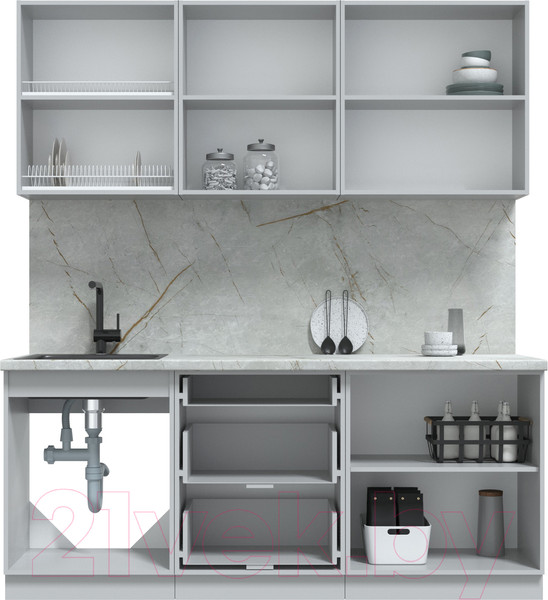 Изображение товара Кухонный гарнитур Интерлиния Берес 1.9Б (дуб английский/бискайская сосна)