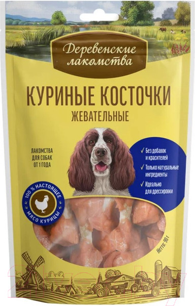 Изображение товара Лакомство для собак Деревенские лакомства Куриные косточки. Жевательные / 79711175 (90г)