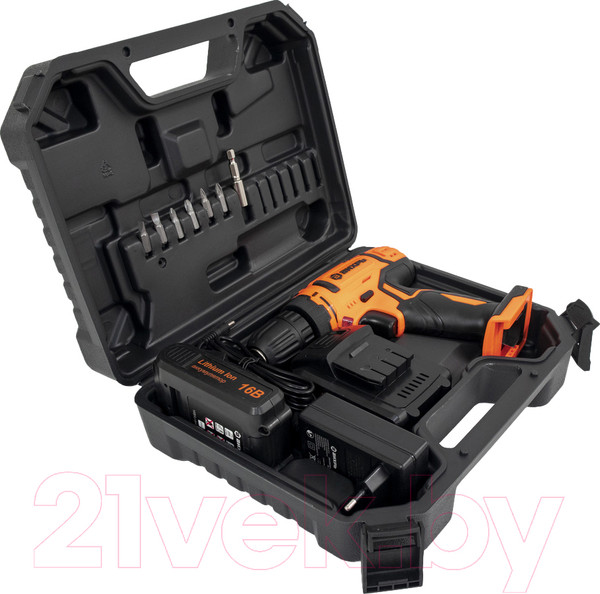 Изображение товара Аккумуляторная дрель-шуруповерт Вихрь ДА-16Л-2К (72/14/32)