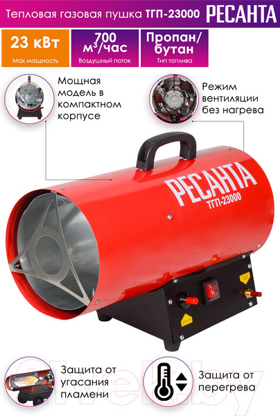 Изображение товара Тепловая пушка газовая Ресанта ТГП-23000 (67/1/42)