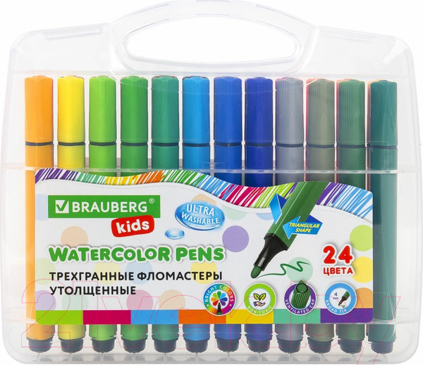 Изображение товара Фломастеры Brauberg Kids. Ультрасмываемые / 152192 (24цв)