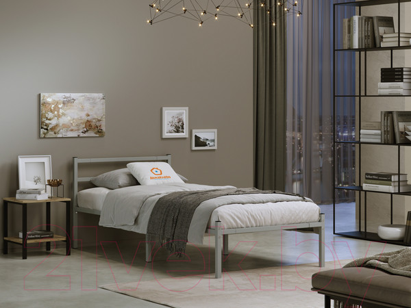 Изображение товара Односпальная кровать Домаклево Лофт 90x200 (серый)