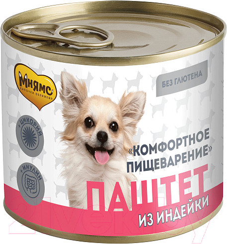 Изображение товара Влажный корм для собак Мнямс Комфортное пищеварение. Паштет из индейки / 705083 (200г)