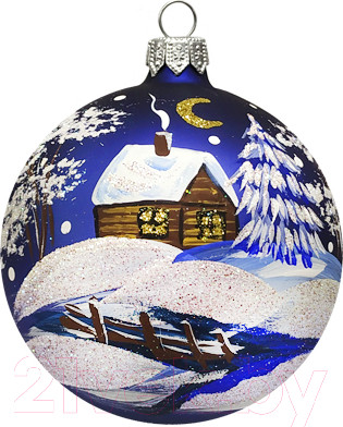 Изображение товара Шар новогодний Декарт У леса на опушке 8Ш0008 (8см, синий)