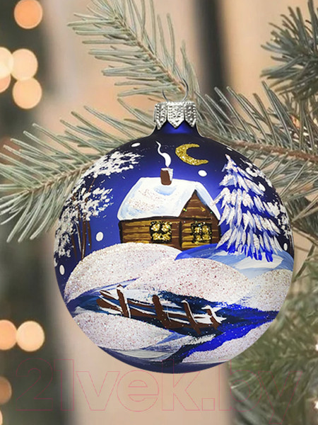 Изображение товара Шар новогодний Декарт У леса на опушке 8Ш0008 (8см, синий)