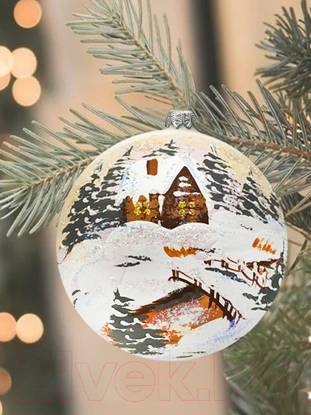 Изображение товара Шар новогодний Декарт Январские морозы 8Ш0076 (8см, белый)