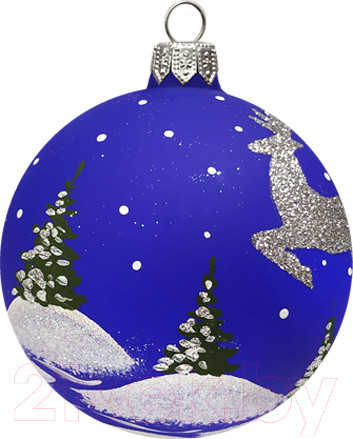 Изображение товара Шар новогодний Декарт Благородный олень 8Ш0052 (10см, синий)