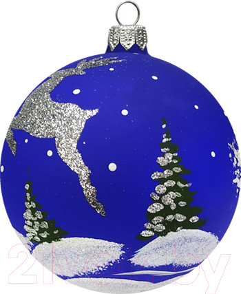 Изображение товара Шар новогодний Декарт Благородный олень 8Ш0052 (10см, синий)