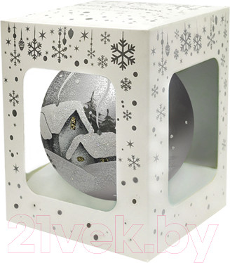 Изображение товара Шар новогодний Декарт Зимняя деревня 8Ш0062 (10см, серебристый)