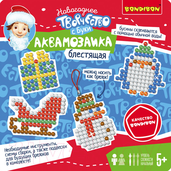 Изображение товара Развивающая игра Bondibon Новогодняя блестящая аквамозаика / ВВ5547