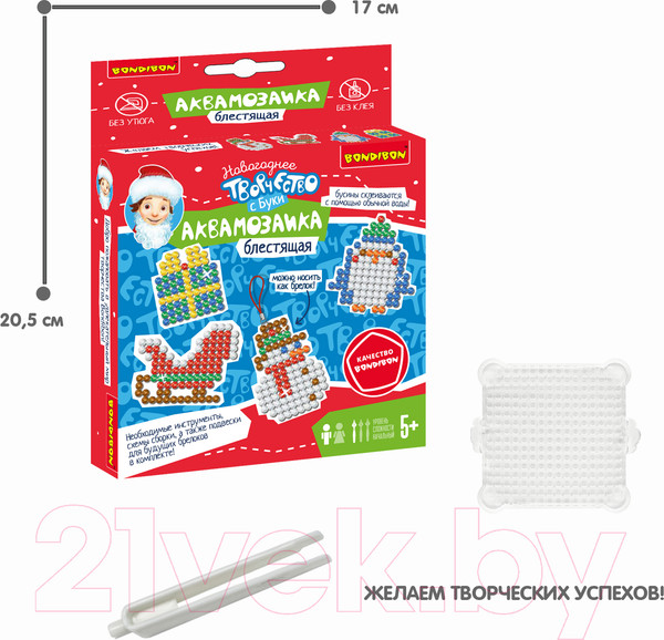 Изображение товара Развивающая игра Bondibon Новогодняя блестящая аквамозаика / ВВ5547