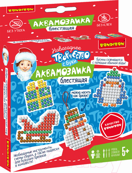 Изображение товара Развивающая игра Bondibon Новогодняя блестящая аквамозаика / ВВ5547