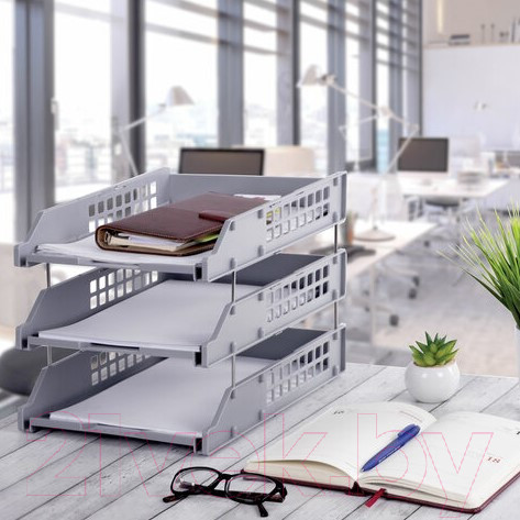 Изображение товара Лоток для бумаг Brauberg Grand Office / 238110 (серый)
