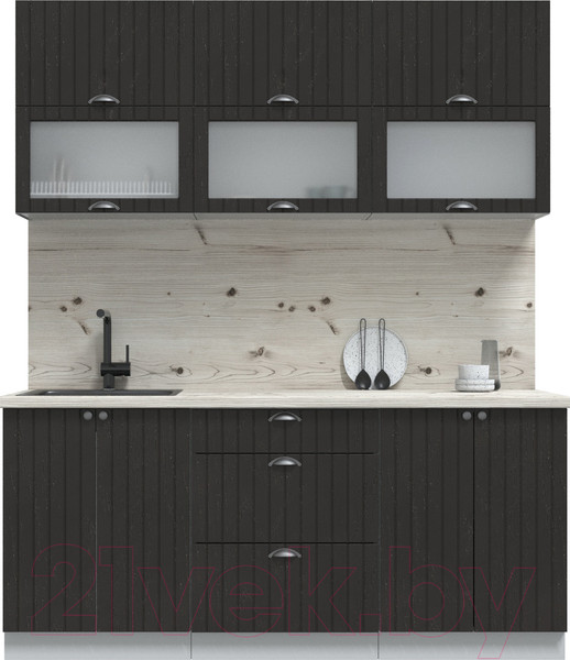 Изображение товара Кухонный гарнитур Интерлиния Берес 1.8Б (дуб английский/бискайская сосна)