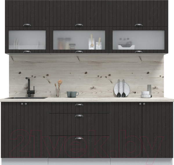 Изображение товара Кухонный гарнитур Интерлиния Берес 2.2Б (дуб английский/бискайская сосна)