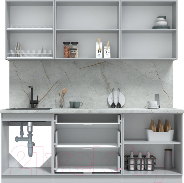 Изображение товара Кухонный гарнитур Интерлиния Берес 2.1Б (дуб английский/бискайская сосна)