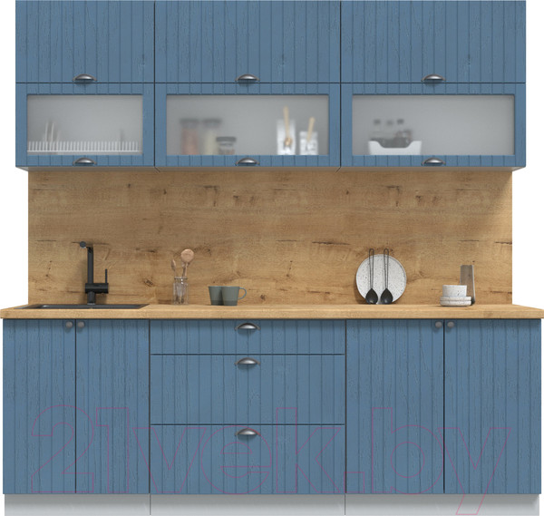 Изображение товара Кухонный гарнитур Интерлиния Берес 2.2Б (дуб лазурный/дуб бунратти)