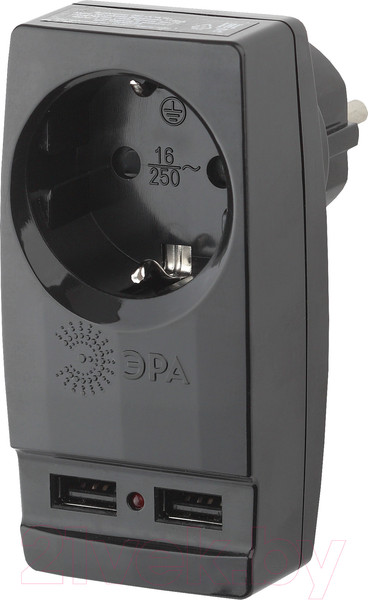 Изображение товара Электроразветвитель ЭРА SP-1e-USB-B / Б0026333 (черный)