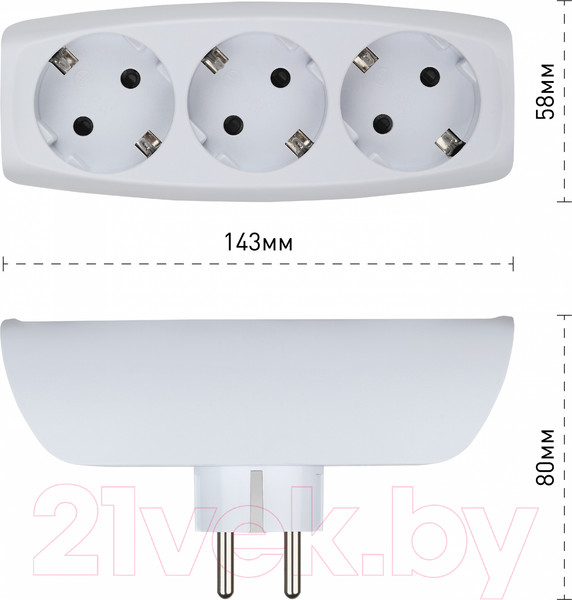 Изображение товара Электроразветвитель ЭРА SP-3e-W / C0045529 (белый)