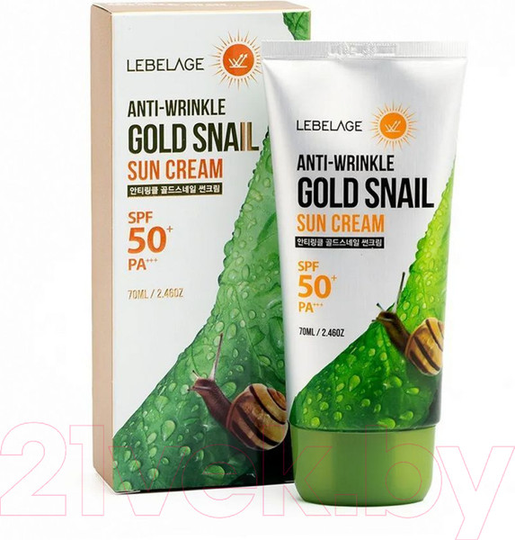 Изображение товара Крем солнцезащитный Lebelage Anti Wrinkle Gold Snail Sun Cream SPF50+ PA+++ (70мл)