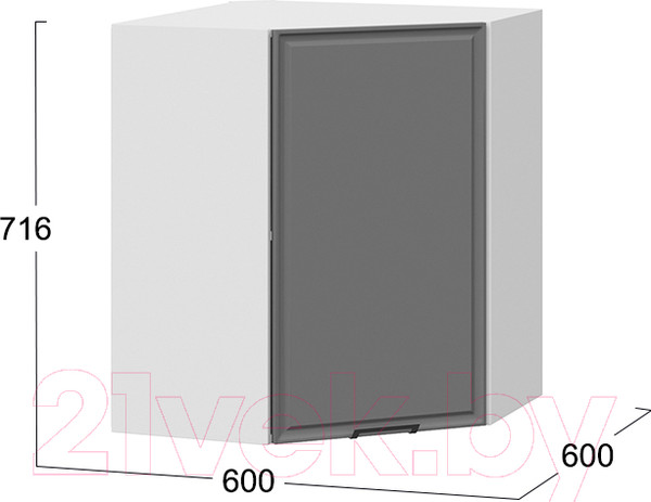 Изображение товара Шкаф навесной для кухни ТриЯ Белладжио 1В6У (белый/софт графит)