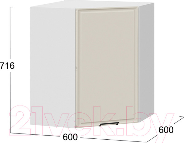 Изображение товара Шкаф навесной для кухни ТриЯ Белладжио 1В6У (белый/софт панакота)