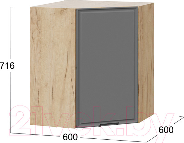 Изображение товара Шкаф навесной для кухни ТриЯ Белладжио 1В6У (дуб крафт золотой/софт графит)