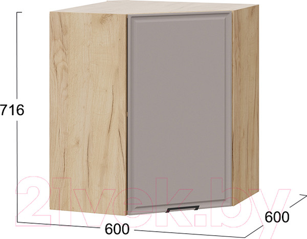 Изображение товара Шкаф навесной для кухни ТриЯ Белладжио 1В6У (дуб крафт золотой/софт капучино)