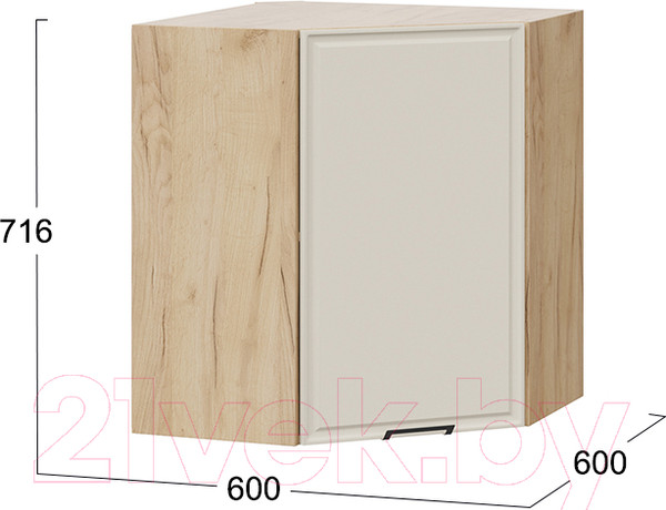 Изображение товара Шкаф навесной для кухни ТриЯ Белладжио 1В6У (дуб крафт золотой/софт панакота)