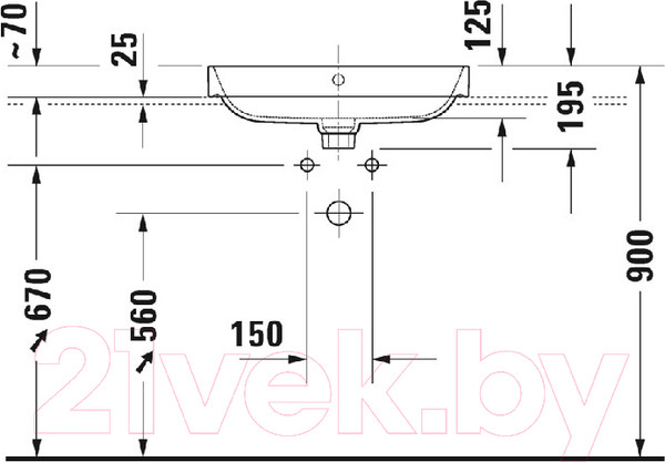 Изображение товара Умывальник Duravit Happy D.2 Plus (23606000001)