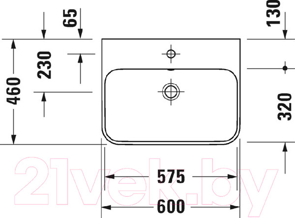 Изображение товара Умывальник Duravit Happy D.2 Plus (23606000001)