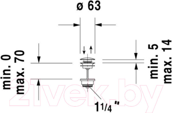 Изображение товара Донный клапан Duravit PL Push-open Waste (0050521000)