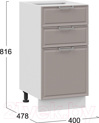 Изображение товара Шкаф-стол кухонный ТриЯ Белладжио 1Н4Я3 (белый/софт капучино)